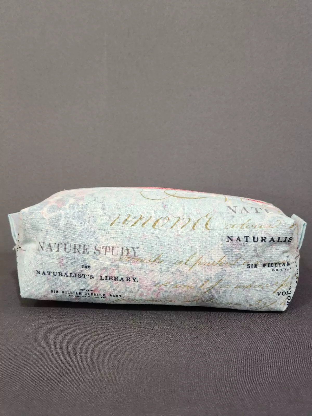 SMALL BOXY POUCH: Paxton Flower Garden - Burgundy Lining with Coral Zipper