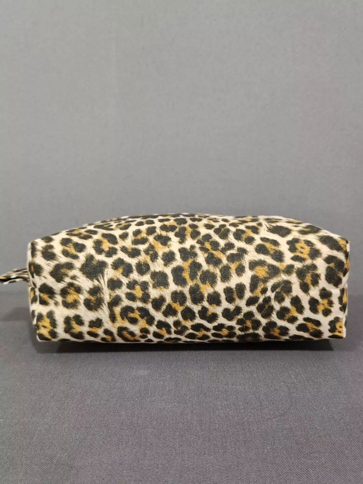 SMALL BOXY POUCH: Leopard Print - Dark Turquoise  Lining with Brown Zipper