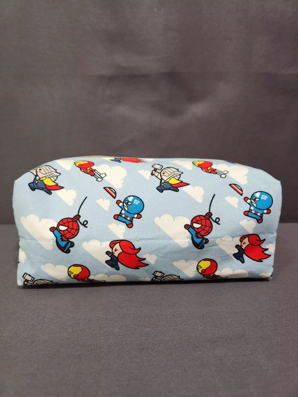 MEDIUM  BOXY POUCH: Young Avengers Anima - Yellow Lining with Tan Zipper