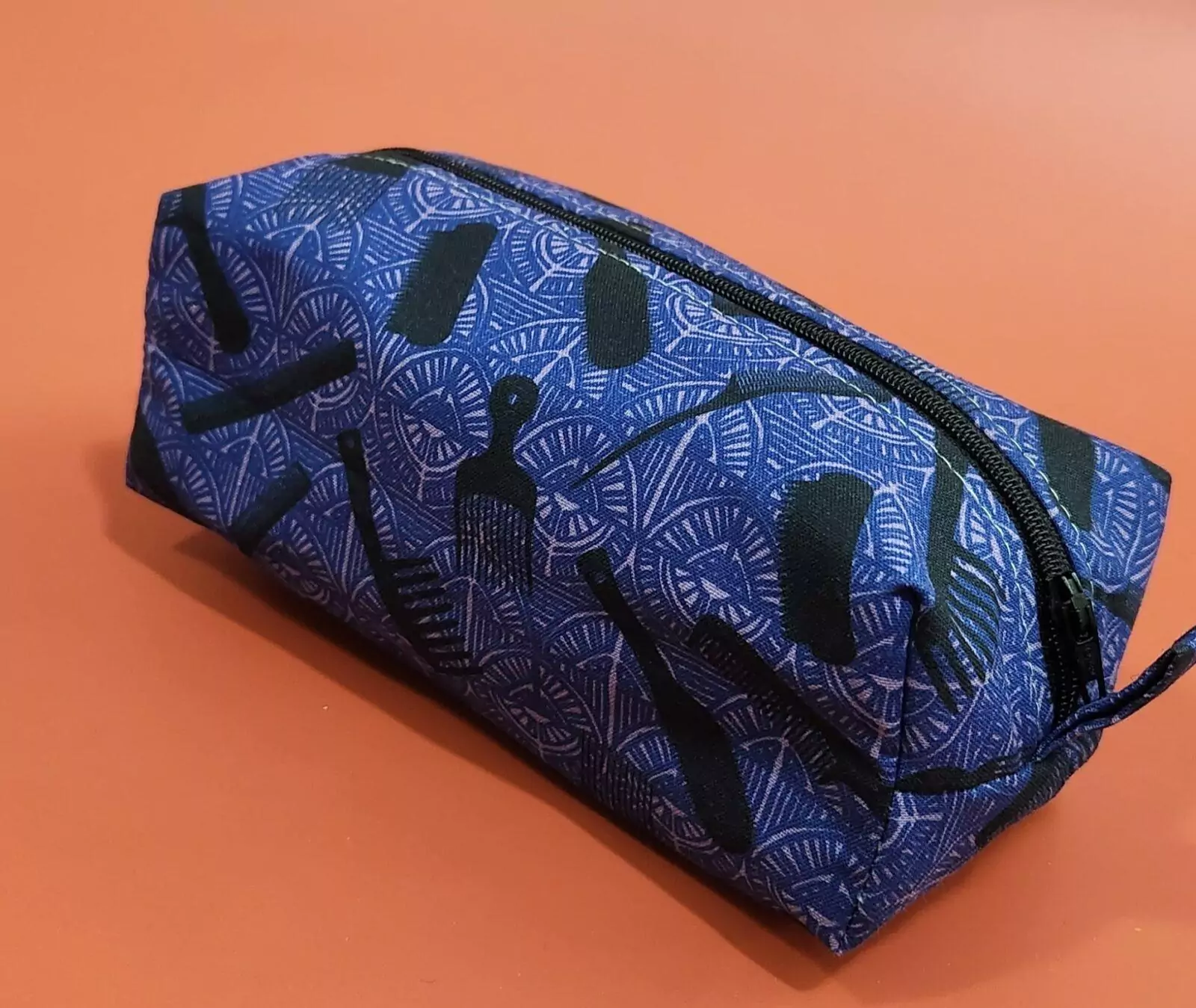 SMALL BOXY POUCH: My Hair In Purple- Aqua Lining with Black Zipper