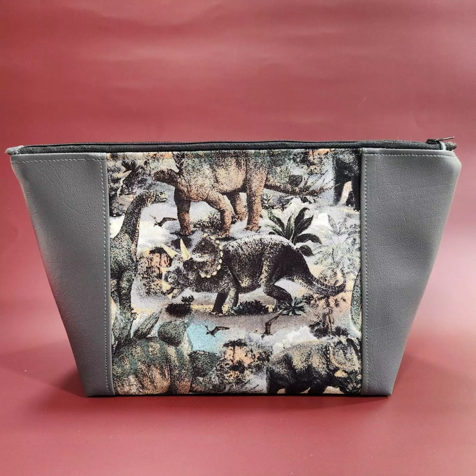 PEEK-A-BOO BAG: Dinosaur World - Green Tye Dye Lining Black Zipper