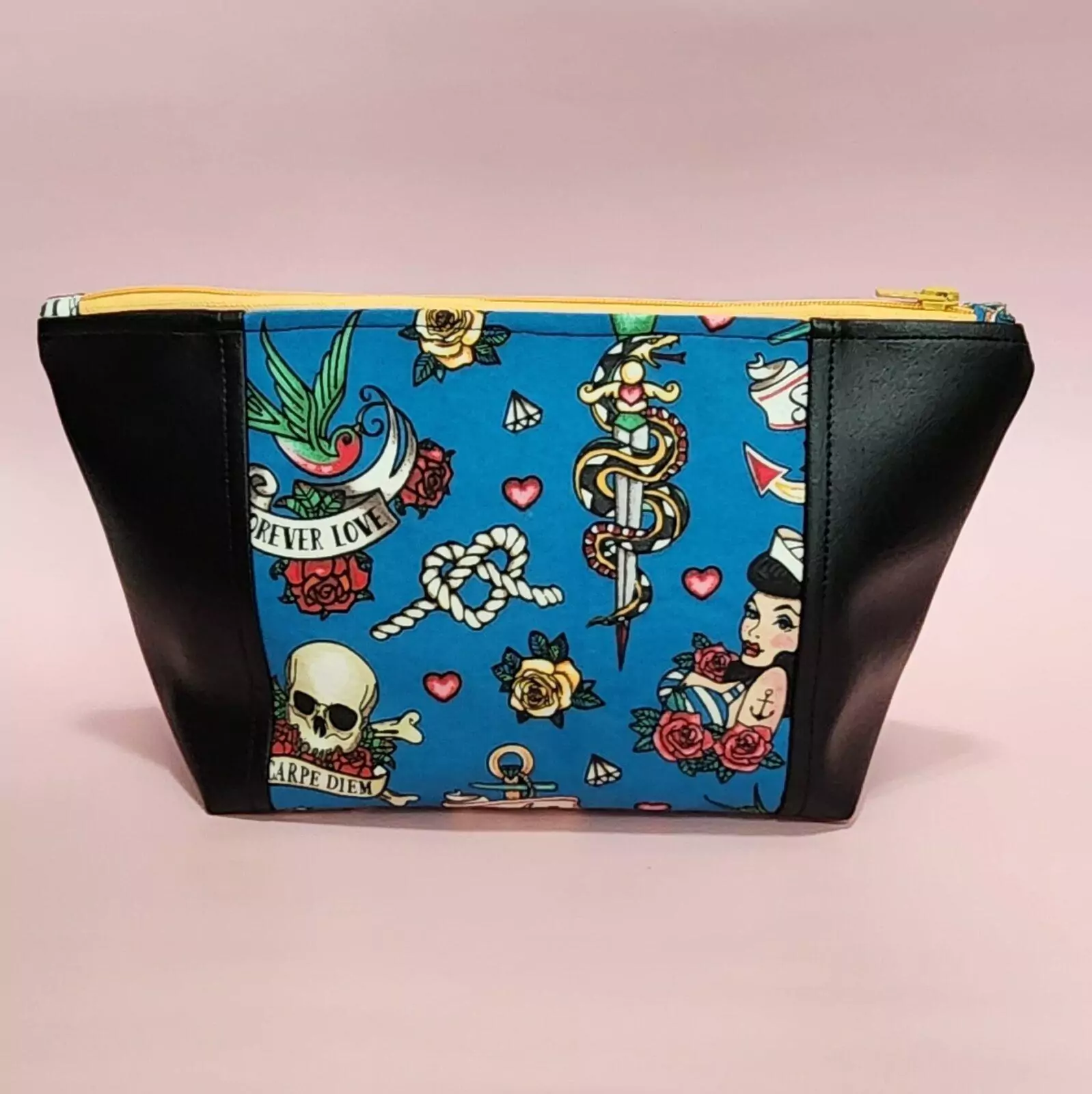 PEEK-A-BOO BAG: Forever Love - Red Lining Yellow  Zipper